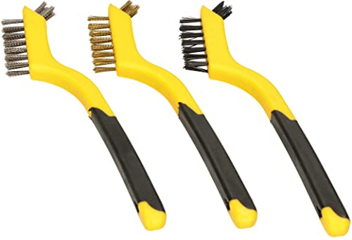 KOTARBAU® Juego de 3 cepillos de Alambre pequeños 180 mm, de Metal para Limpieza, de Acero Inoxidable, de latón, de Nailon, Mini de Alambre, 3 Unidades