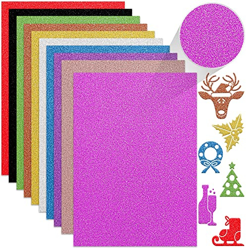 Twavang 24 ark färgat glitter kartongpapper, A4 premium glittrande papper för klippbok, gör-det-själv-projekt, festdekoration, presentförpackning 250 GSM/100 pund