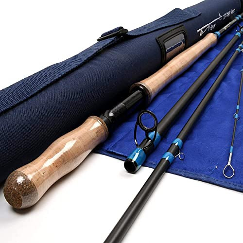 Maximumcatch Spey Fliegenrute 4/5/6/7/9ft 4/6 teilige Fliegenfischen Rute IM10 Kohlefaser-Rute mit Cordura Rohr (14ft(426cm) 9/10wt 6 Teile)