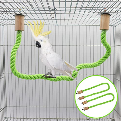 Juego de 2 Posaderos de Cuerda de Cáñamo para Aves - Columpio y Percha para Jaulas de Loros, Periquitos, Agapornis y Pequeñas Aves - 100 cm