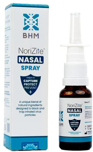 BHM NoriZite Nasal Spray – New Long-Lasting Natural Barrier Designed to Help for Virus Protection, Cold & Flu Blocker, Allergy & Hayfever Prevention | Scientifically Proven 6+ Hrs Protection (20ml)