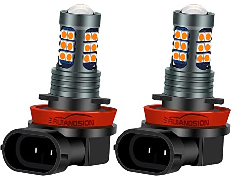 Ruiandsion H8 H11 LED Luci fendinebbia Lampeggianti Strobe Giallo 12V Super Luminose 3030 27SMD Chip LED Lampadine Sostitutive per Luci diurne o fendinebbia (Confezione da 2)