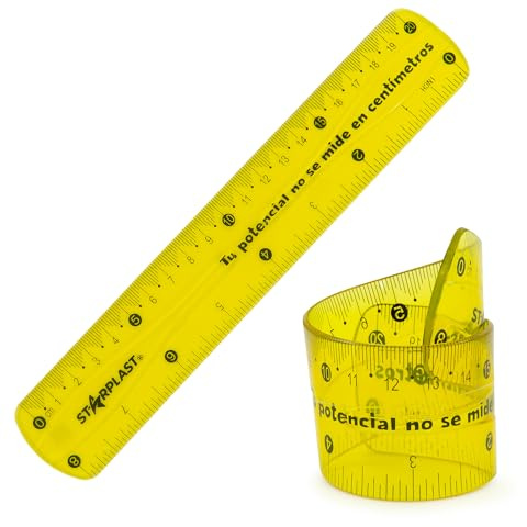 FLEXIBLE REGEL 20 CM STARPLAST - 4 färger, robust numrering - GUL
