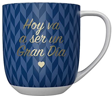 DRAEGER PARIS 1886 - Taza Cerámica 320 ml con Mensaje Personalizado en Oro - Diseño Chic Azul/Rosa - Apta para Lavavajillas - Regalo Elegante en Caja Decorativa