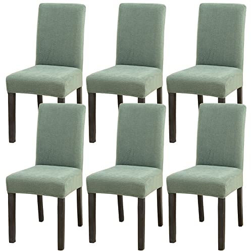 Dining Chair Covers Set of 6 Green High Back Chair Covers Modern Stretch Dining Chair Slipcovers Spandex Removable Washable Chair Protector Seat Covers for Dining Room Kitchen Hotel Ceremony Banquet