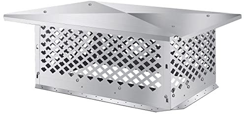 BUYYAH Chimney Cap, Chimney Cover, Bottom Installation Method Adjustable to Fit Outside Existing Clay Flue Tile Dimensions All Stainless Steel Structure, Bolts, Screws (14 x 21)