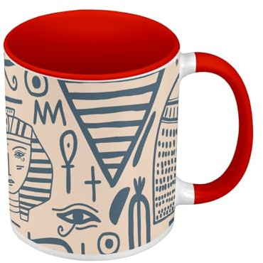 Fabulous Mug de Couleur Qualité Premium Rouge - Motif Hieroglyphes Egyptiens Ancien Symboles Antiquité Egypte Pharaons - Tasse avec anse et intérieur de couleur