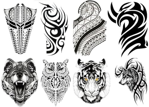 8 Blätter Temporary Tribal Tier Tattoo Maori Tattoo Tribal & Animal8