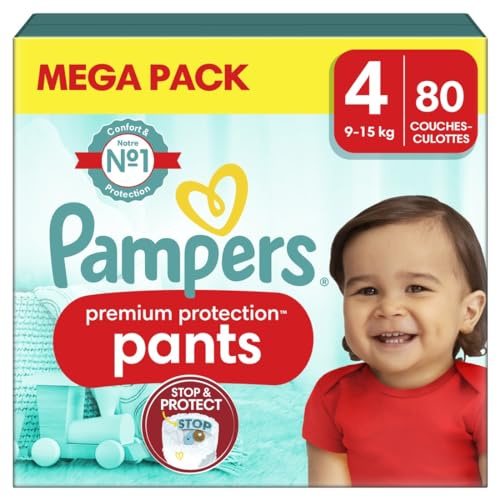 Pampers Premium Protection Windeln, Größe 4, 80 Höschen, 9 kg – 15 kg, Pampers Nr. 1 für Komfort und Halt, einfach anzuziehen