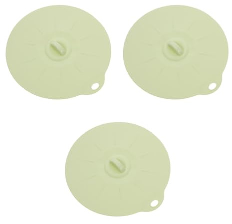 Zerodeko 3 Pcs Silicone Suction Lids Reusable Bowl Covers for Food Storage Fridge Microwave, Green Pot Lid Universal Seal, 15cm Pan Cover Set for Small Pots Cups