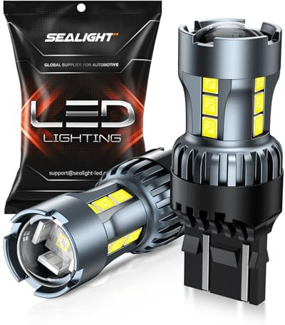 SEALIGHT 7443 7440 LED Bulb White Reverse Light, 7444na 7441 7444 T20 W21W LED Light Bulb with Projector for Backup Light,Tail Light,Brake Parking, Pack of 2