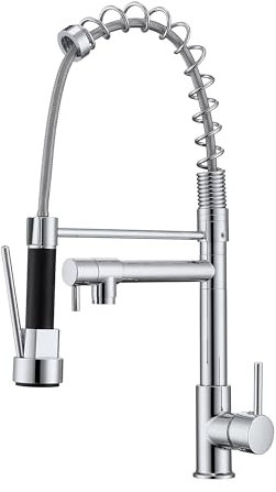 Robinet de cuisine, robinet de cuisine avec douchette abaissée, robinet d'évier en acier inoxydable, rotatif à 360° avec deux fonctions de pulvérisation, mitigeur de haute qualité, installation facile