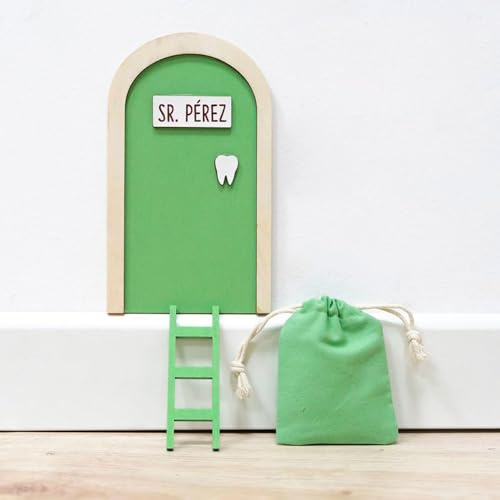 Hogar y Mas Puerta RATONCITO Perez con Escalera Y Saco para Dientes Verde