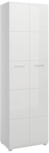 Garderobenschrank >Merano < 4 Böden, 1 Stange, Alpinweiß/Weiß Hochglanz - 59x197x37 (BxHxT)