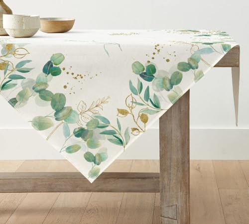 Artoid Mode Ropa de mesa de primavera de eucalipto, temporada verano cocina mesa decoración interior vacaciones fiesta decoración cuadrado 120 x 120 cm