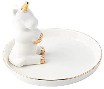 Ring Teller,Schmuck Tablett,Keramik Schmuckschale,Schmucktablett,Ringhalter,Schlüsseltablett,Schlüssel Ringschale,fürDiele,Tisch,Raumdekoration,Geburtstagsgeschenk für Frauen,Einhorn B,10 x 13 cm