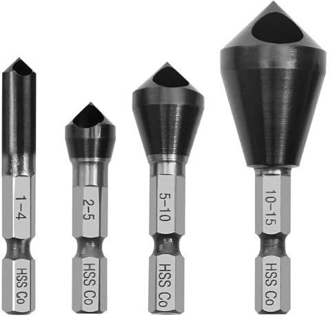 KEWAYO Set 4 Punte Svasatura Conica TiAlN, Smussatura 90°, HSS-Co, per Legno, Metallo, Plastica, Utensili da Lavorazione, Alta Resistenza, Precisione