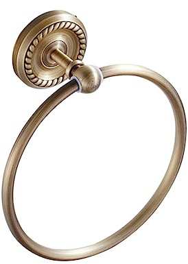 Artibetter Anneau Porte-Serviettes Rond Laiton Brossé Vintage Certifié Solide Fixation Murale Adapté Salle de Bain, Hôtel, École Usage Quotidien