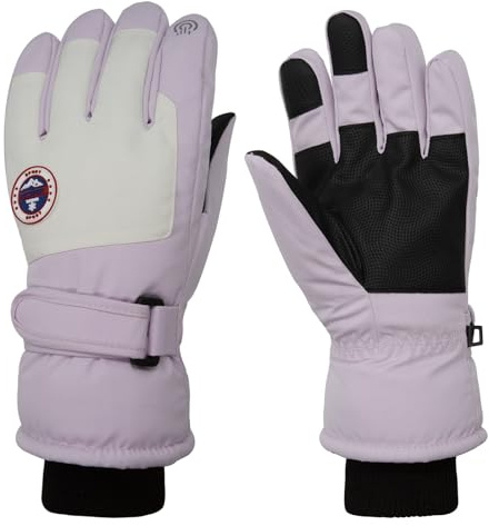 Long Keeper Winter Ski Gloves Men Women Touch Screen -20℉ Thermal Warm Winter Gloves Windproof Snow Gloves for Ski Snowboarding Outdoor (Purple with White - M, Hand Circumference: 7.48-8.66inche)