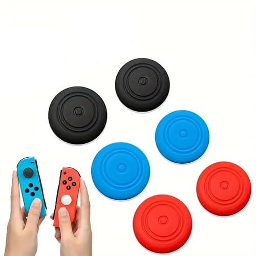 TECHZOCO Cubierta Joystick Switch, Grips para Joystick, Fundas para thumbstick, Tapas para Pulgares de Joystick Switch, Joystick Thumb Stick, Compatible con Nintendo Switch, Silicona, 3 Pares