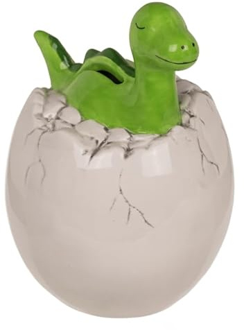 Keramisk dinosaurie spargris med ägg med lock och nyckel 15 x 11 cm original spargris för present