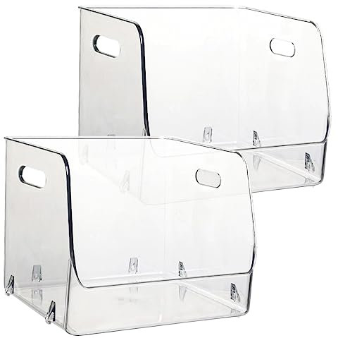 Housoutil 2stücke Stapelbare Transparente Aufbewahrungsboxen Mit Deckel Praktische Organizer Für Kosmetik Snacks Und Mehr Robuste Pet-materialien Für Badezimmer Küche Und Büro