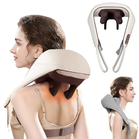 Back and Neck Massager with Heat, Wireless 5D Shiatsu Electric Massage Device for Neck, Back, Legs, Shoulders, Shiatsu Massager for Home Office, Gifts for Mothers Dad (Brown)