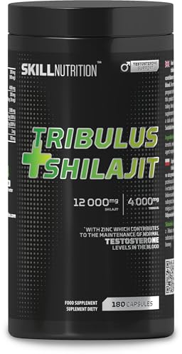 SKILL Nutrition Tribulus + Shilajit | 180 Kapseln | L-Arginin, Zink, Selen, Bor | Natürliche Unterstützung für Testosteron & Vitalität | Für aktive Männer | Nahrungsergänzungsmittel