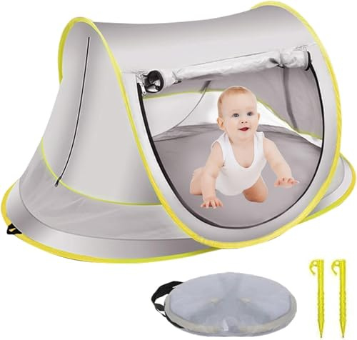 Tente de plage pop-up pour bébé, protection UV UPF 50+, parasol pop-up pour tout-petit, montage facile, parasol de plage pour bébé, pour la plage, les voyages, la randonnée, le camping, la pêche