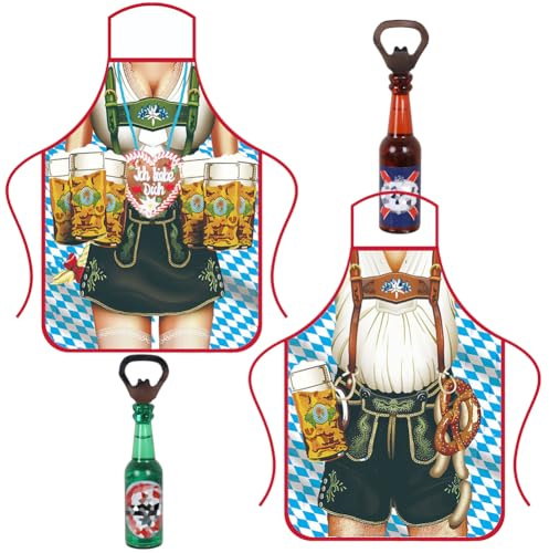 Delantal De La Cerveza Alemana, Delantal De Oktoberfest, Abrebotellas Cerveza, Regalos Divertidos Para Bebedores De Cervez-a, Suave Para Mujeres y Hombres, Set De Delan-tal y Abrebotellas-4pcs