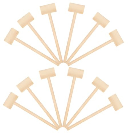 CIYODO 24pcs Mini Wooden Mallets for Friendly Smooth Finish Wood Hammers Lightweight Breakable Chocolate Cracking Tools Fun Party Game Props and DIY Craft Accessories