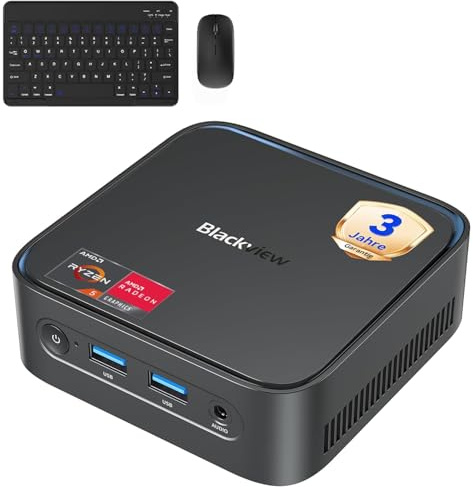 【Set Completo】Blackview MP50 Mini PC AMD Ryzen 5 (16GB RAM 512GB SSD) con Teclado y Ratón, Gráficos Radeon Vega 8, Win 11 Pro, HDMI/DP 4K,WiFi 5/BT 4.2,Mini Ordenador de Sobremesa para Oficina y Casa