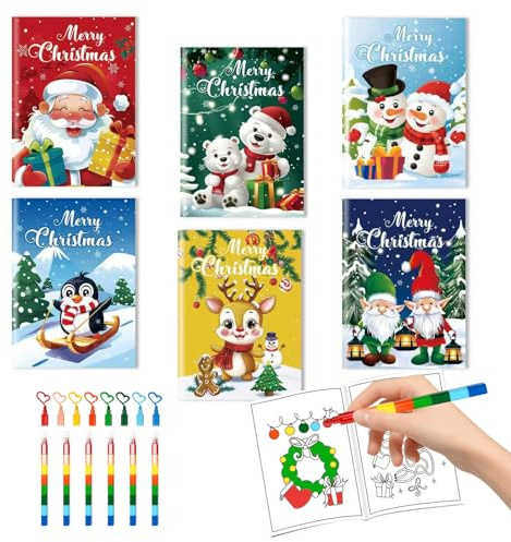 Set Mini Malbuch Weihnachten mit Buntstifte,Adventskalender Befüllen Kinder 2025,Punkt zu Punkt,Rätselbuch & Mehr -Mitgebsel,Partytüten,Weihnachtsstrümpfe