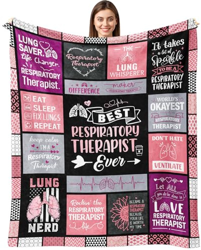 Respiratory Therapist Gifts, Respiratory Care Week Gifts Throw Blanket 60 x 50, Respiratory Therapist Gift for Women, RT Week Gift, Presents for Respiratory Therapist, Respiratory Therapy Presents