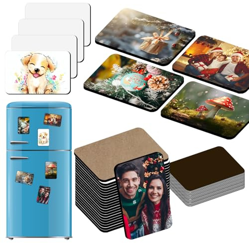 Ovveroche 100 PCS MDF Sublimation Magnet Blanks 3 x 2 in Personalized Fridge Refrigerator Magnets Blanks 50 Pcs Sublimation Blanks 50 Pcs Soft Magnetic for DIY Kitchen Wall Door Decorative
