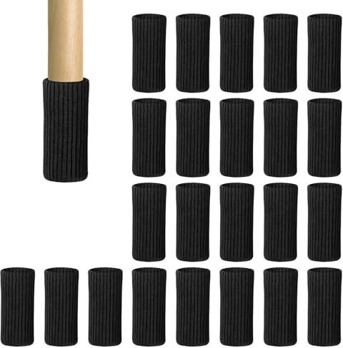 Galenecx 24 Pièces Chaussette Chaise pour Pieds de Chaise, Élasticité Tricoté Chaussettes de Chaises Mobilier, Antidérapants Patins, Protection Pied de Chaises, Convient aux Évitez Rayures et Bruit