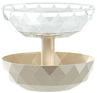 Yianyal Bol à Fruits à Étages | Serviteur de Bonbons Amovible 2 Niveaux avec Couvercle - Plat de Service pour Noix Chips Condiments Bureau Dessus de Meuble Garde-Manger