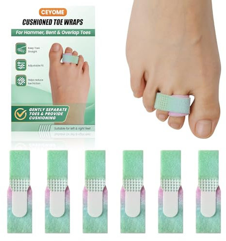 CEYOME Hammer Toe Straightener for Women & Men - 10 Pack Adjustable Toe Protectors for Whole Day Comfort for Walking, Running or Rest - Toe Separator for Bent, Crooked, Overlapping Toes （Multicolor）