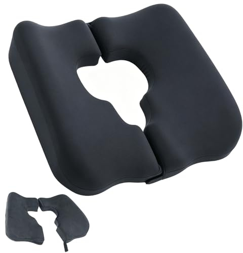 Cojín ortopédico antiescaras en forma de herradura, espuma viscoelástica para aliviar la presión y el coxis, para silla de ruedas, oficina, coche, sofá y reposo en cama, con funda lavable, ideal para