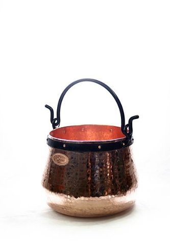 CopperGarden Kupferkessel 5 L mit Henkel I Robuster Kessel aus blankem Kupfer: Ideale Wärmeleitung & -verteilung I Lebensmittelechter Feuerkessel für Gulasch/Feuerzangenbowle uvm.