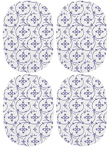 RICOLOR 15076 Frühstücksbrettchen oval Indisch Blau, HPL, 24x17 cm, blau/weiß (4 Stück)