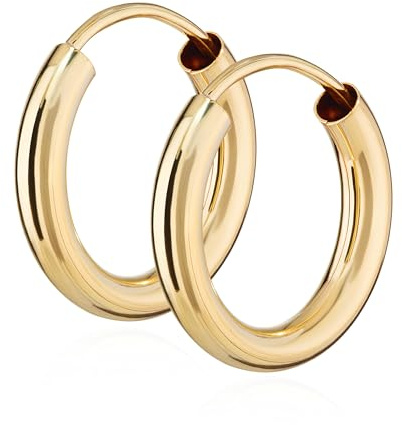 NKlaus PAAR 585 gult guld CREOLE örhängen runda guldörhängen 15 mm 1852