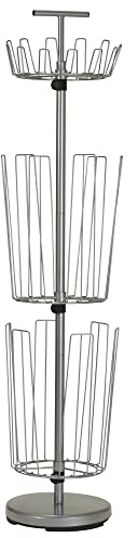 Household Essentials 2132-1 Metal 3-Tier Revolving Shoe and Boot Rack - Silver