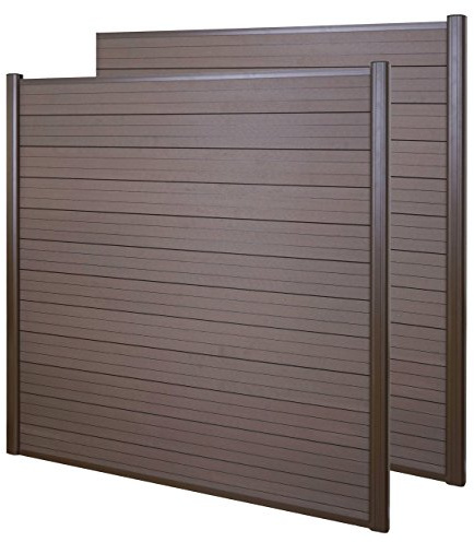Mendler WPC Pare-Vue Sarthe, Abat-Vent, clôture, Aluminium Premium - Lot de 2, 3,75m, Marron