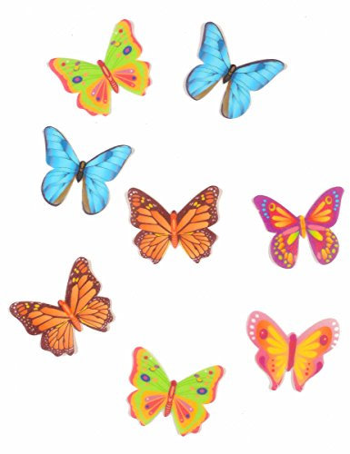 Dekora - Blister di Farfalle Decorative per Decorazioni Torta Compleanno - Decorazioni Torte di Colori Vivace - 8 Unità