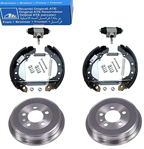 ORIGINAL ATE 2x BREMSTROMMEL Ø200 + 1x TOPKIT BREMBACKENSATZ BREMSBACKEN INKL. ZUBEHÖR 2x RADBREMSZYLINDER BREMSE BREMSEN SATZ SET KIT BREMSENSATZ BREMSENKIT BREMSENSET HINTEN