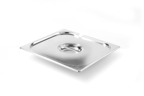HENDI Gastronorm Deckel, mit Löffelaussparung, GN2/3, 354x325mm, Edelstahl | Geeignet für Gastronormbehälter, Chafing Dishes, Bain-marie, Backöfen, Gefrierschränke, temperaturbeständig von -40 bis 250°C