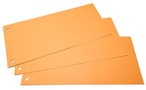 Trennstreifen orange, 100 Stück im Format 10,5 x 24 cm, 190 g/qm Recyclingkarton, für DIN A4 hoch oder DIN A5 quer, Papiertrennstreifen