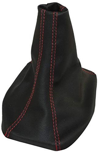 AERZETIX - Soufflet de levier de vitesse en simili cuir avec couture/surpiqûres couleurs variables (noir avec surpiqûres rouges)