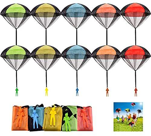 Fallschirm Spielzeug Kinder, Fallschirmspringer Hand werfen Fallschirm Outdoor Flugspielzeug Geschenk für Kinder, Wurf Parachute Spiele für Draußen